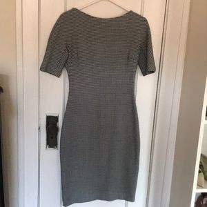 Zara Woman Mad Men Retro Boatneck Houndstooth Dress